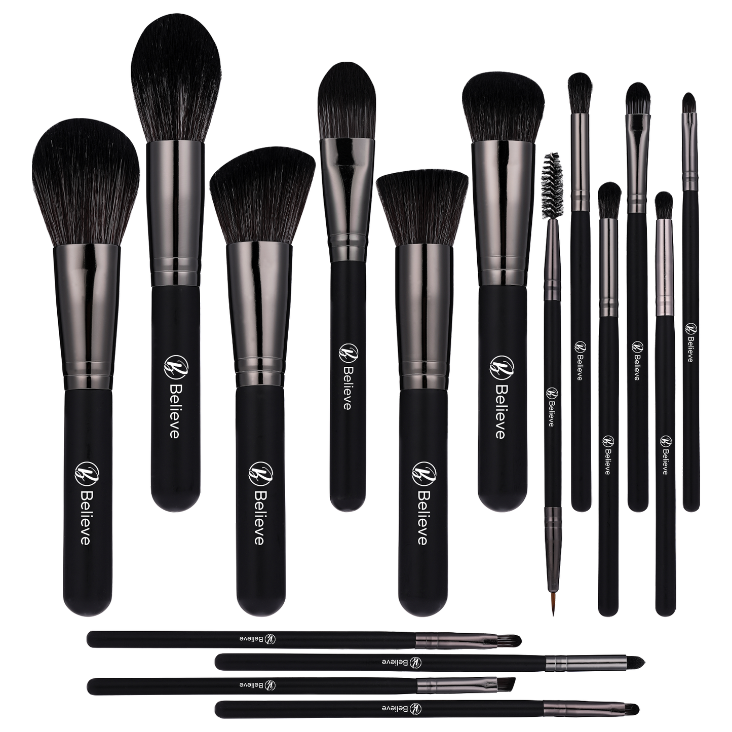 16 Piece Black Charcoal Makeup Set
