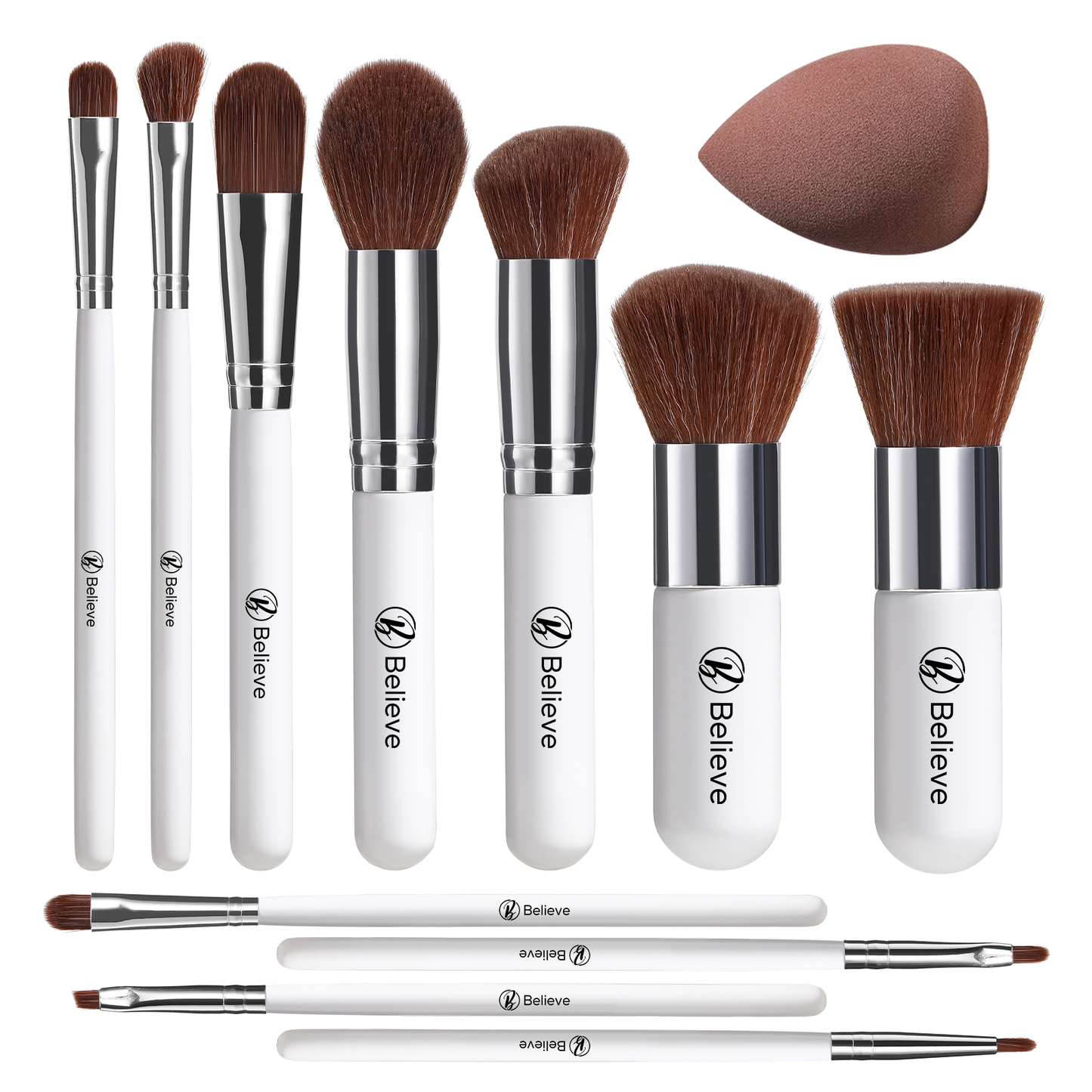 11 Piece White Bamboo Brush Set With Beauty Egg