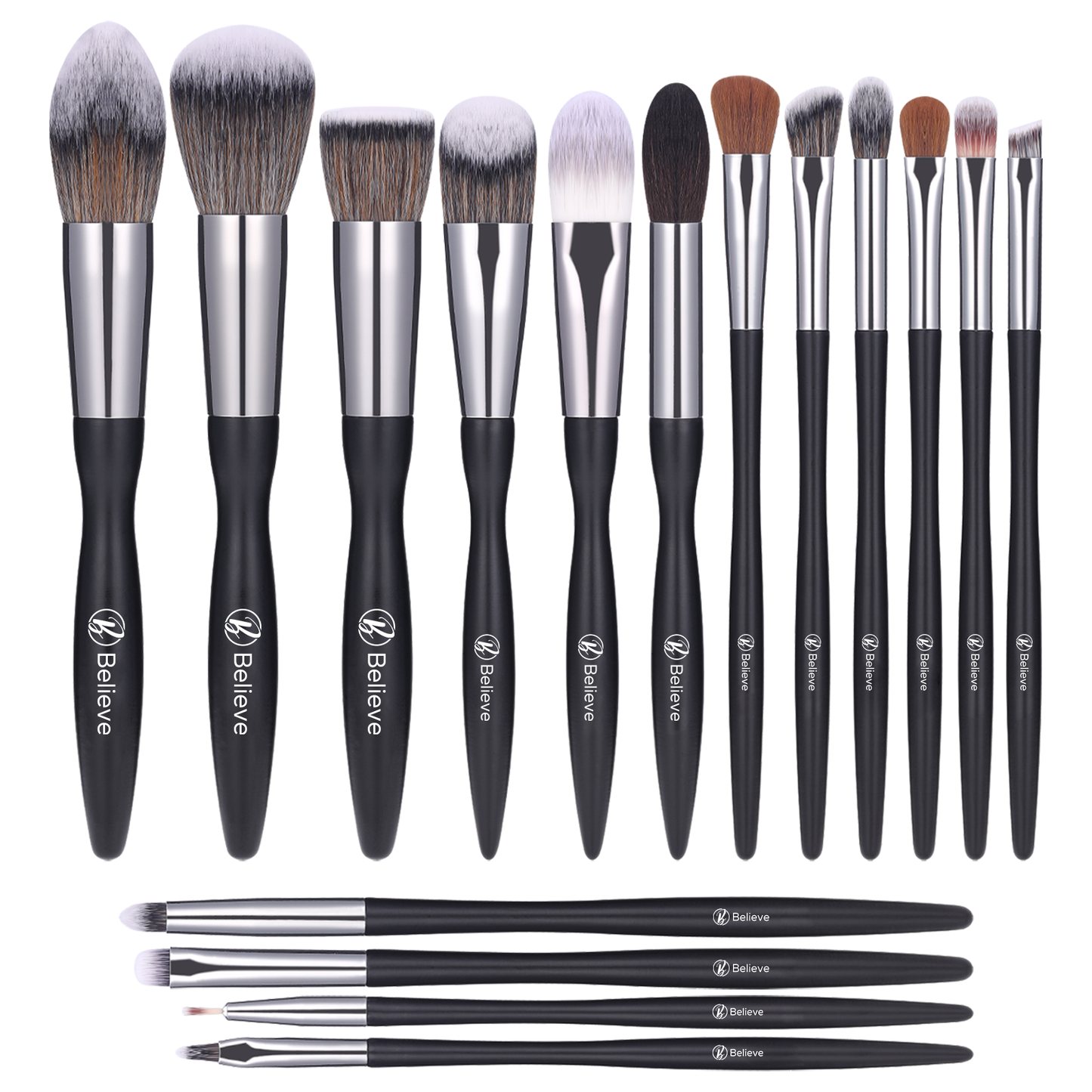 16 Piece Shaped Handle Makeup Brush Set