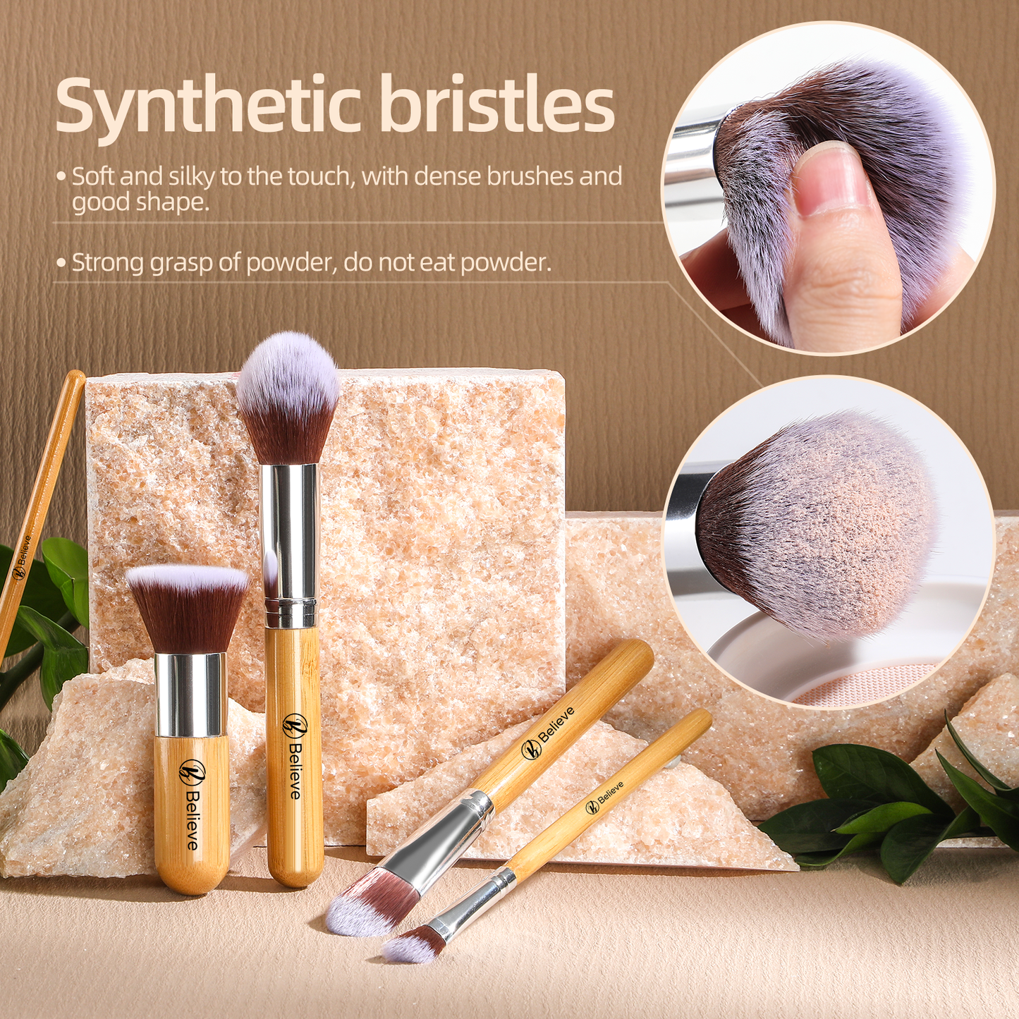 11 Piece Bamboo Makeup Brush Set With Beauty Egg