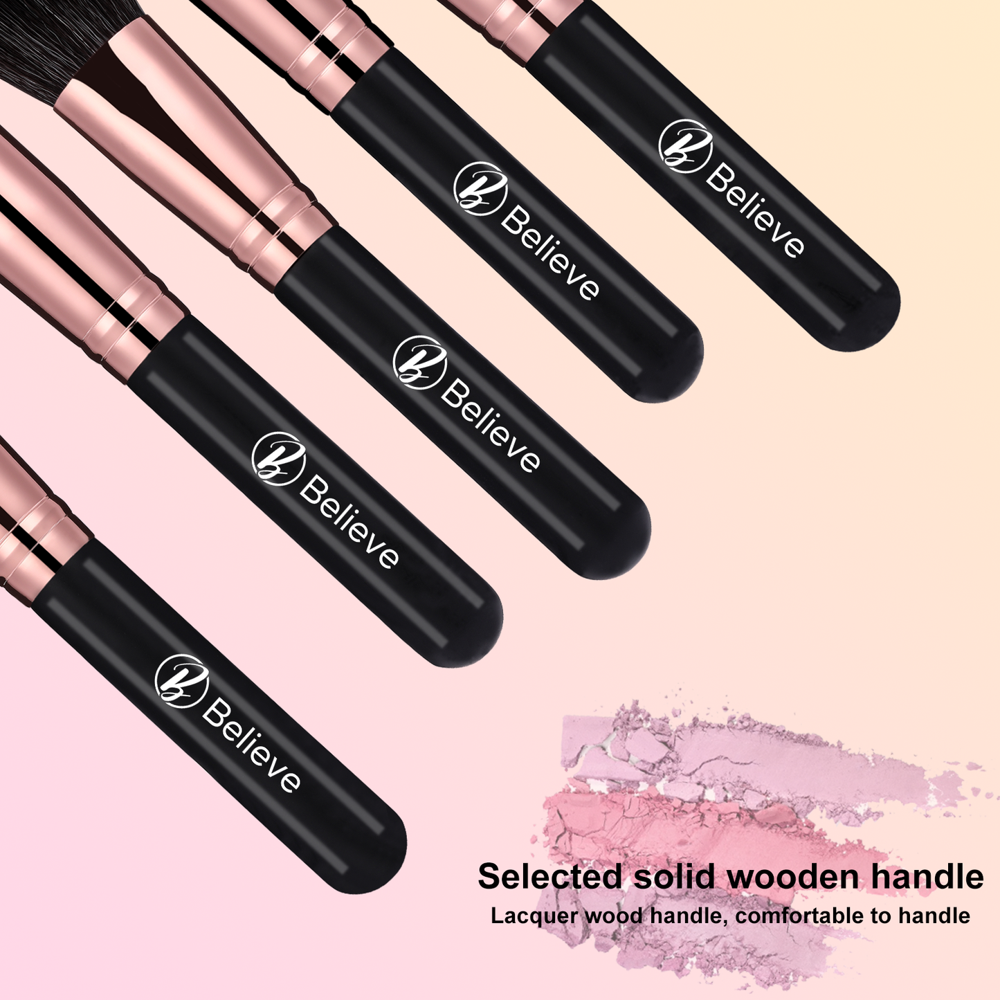 16 Piece Black & Rosegold Makeup Brush Set