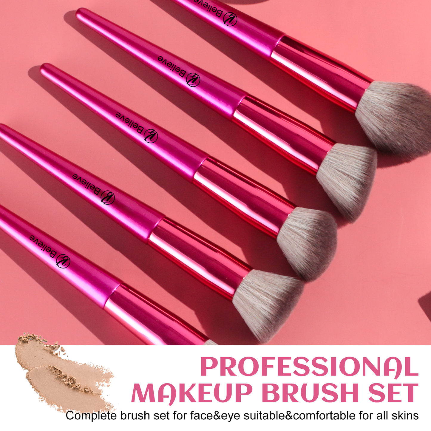 14 Piece NEW pink Brush Set