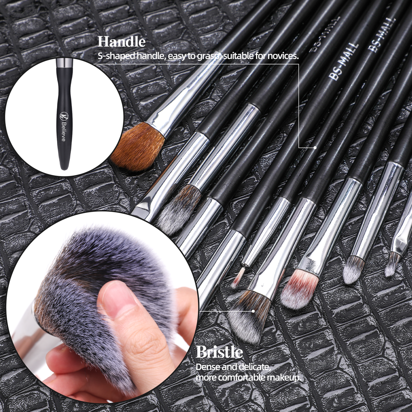 16 Piece Shaped Handle Makeup Brush Set