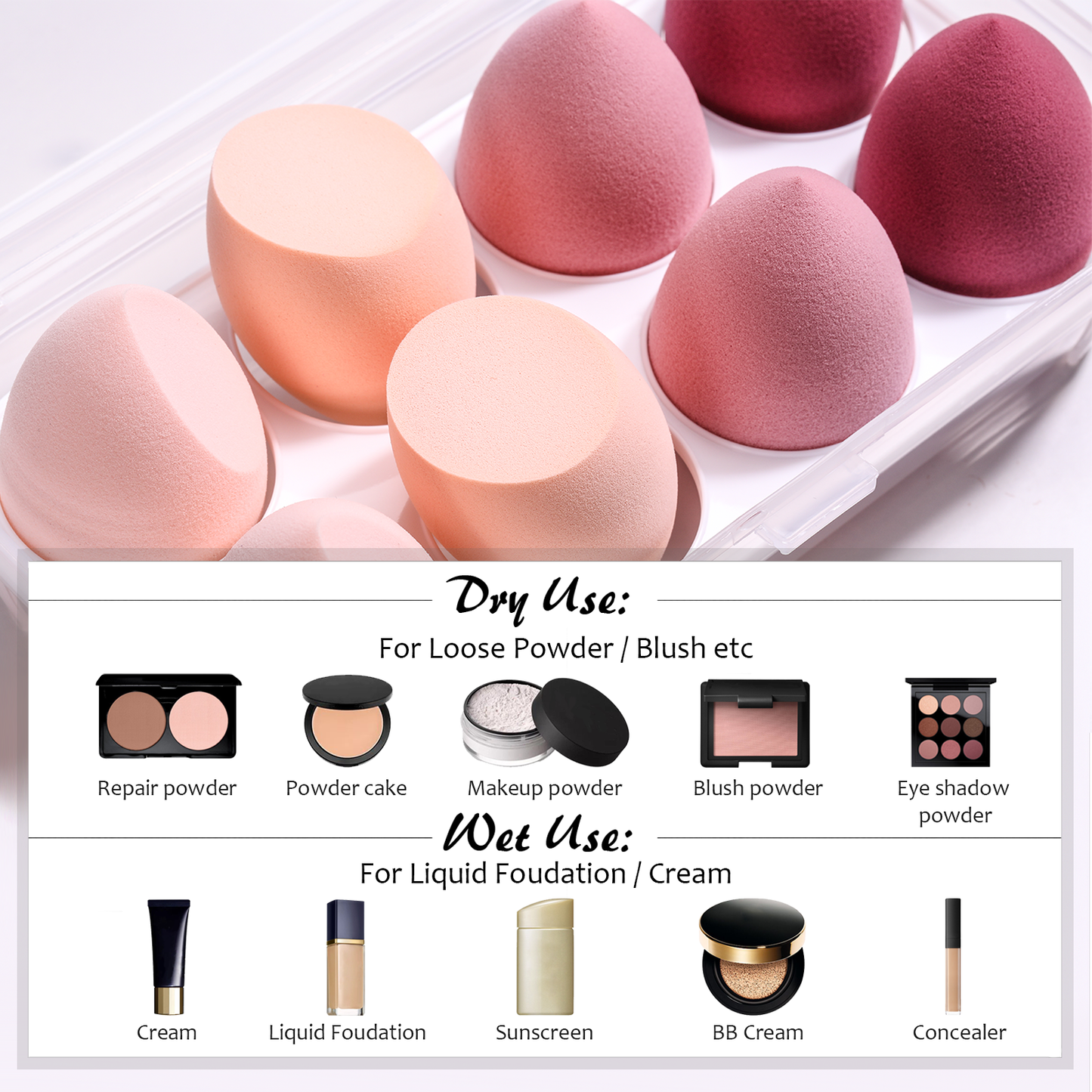 8 Piece Makeup Sponge Set Blender