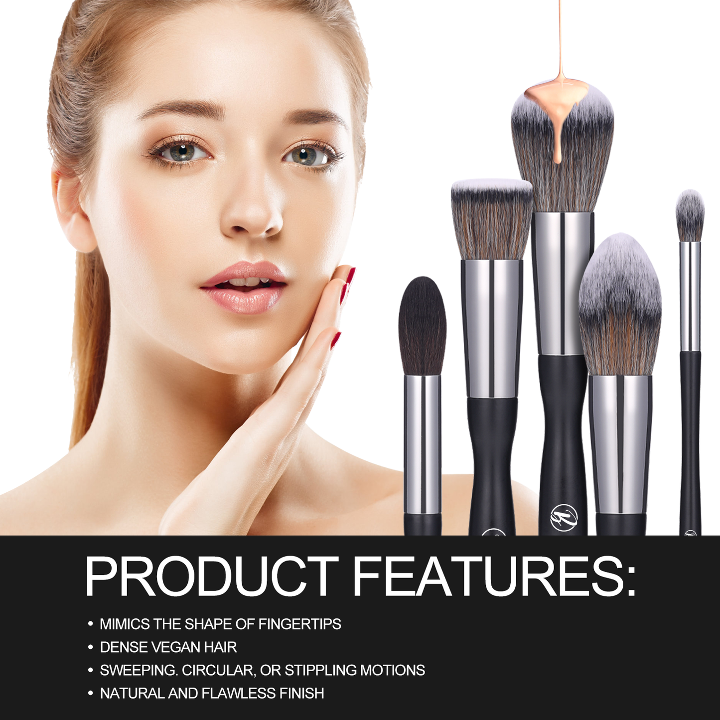 16 Piece Shaped Handle Makeup Brush Set