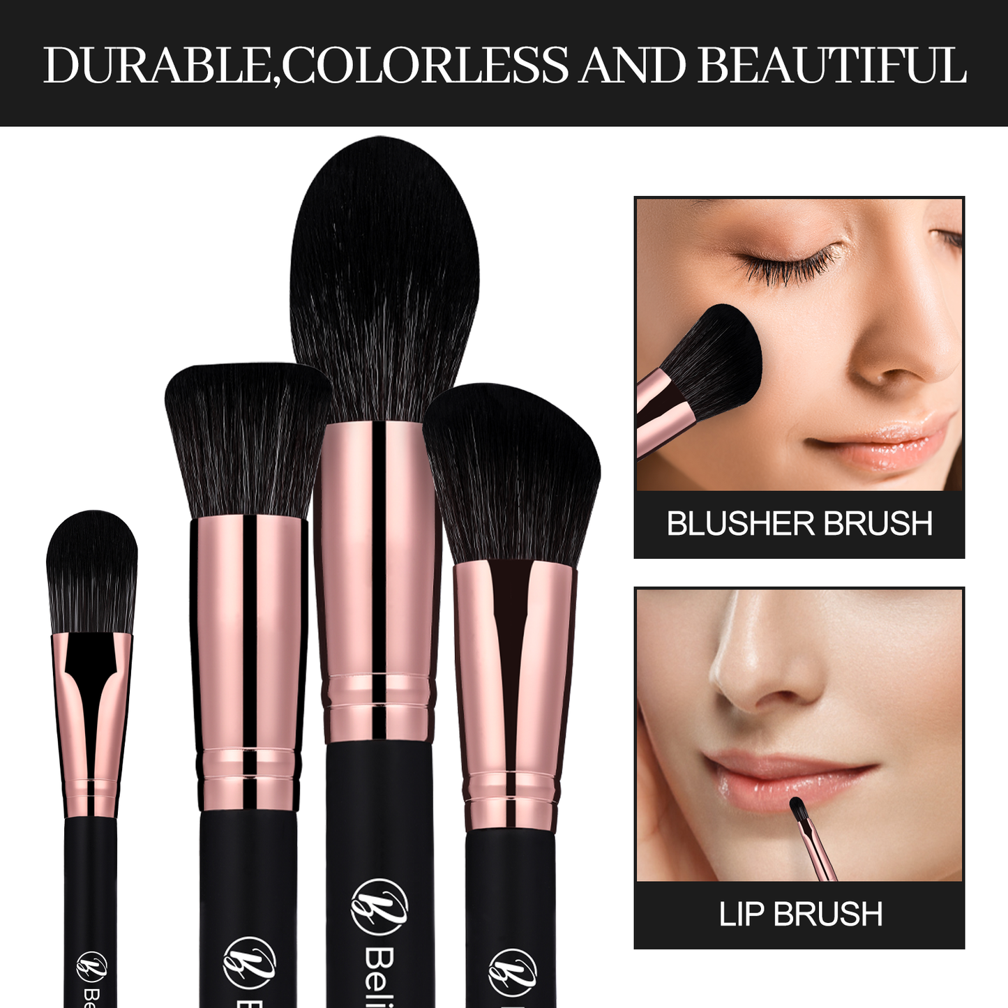 16 Piece Black & Rosegold Makeup Brush Set