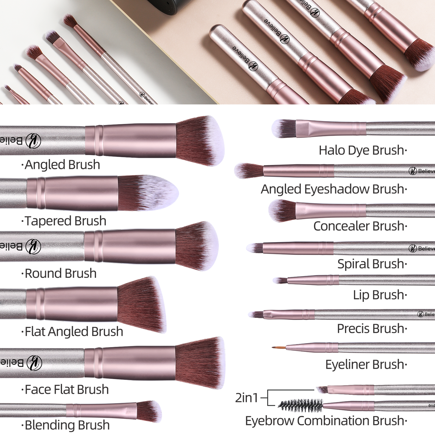 14 Piece Kabuki Purple Mood Brush Set