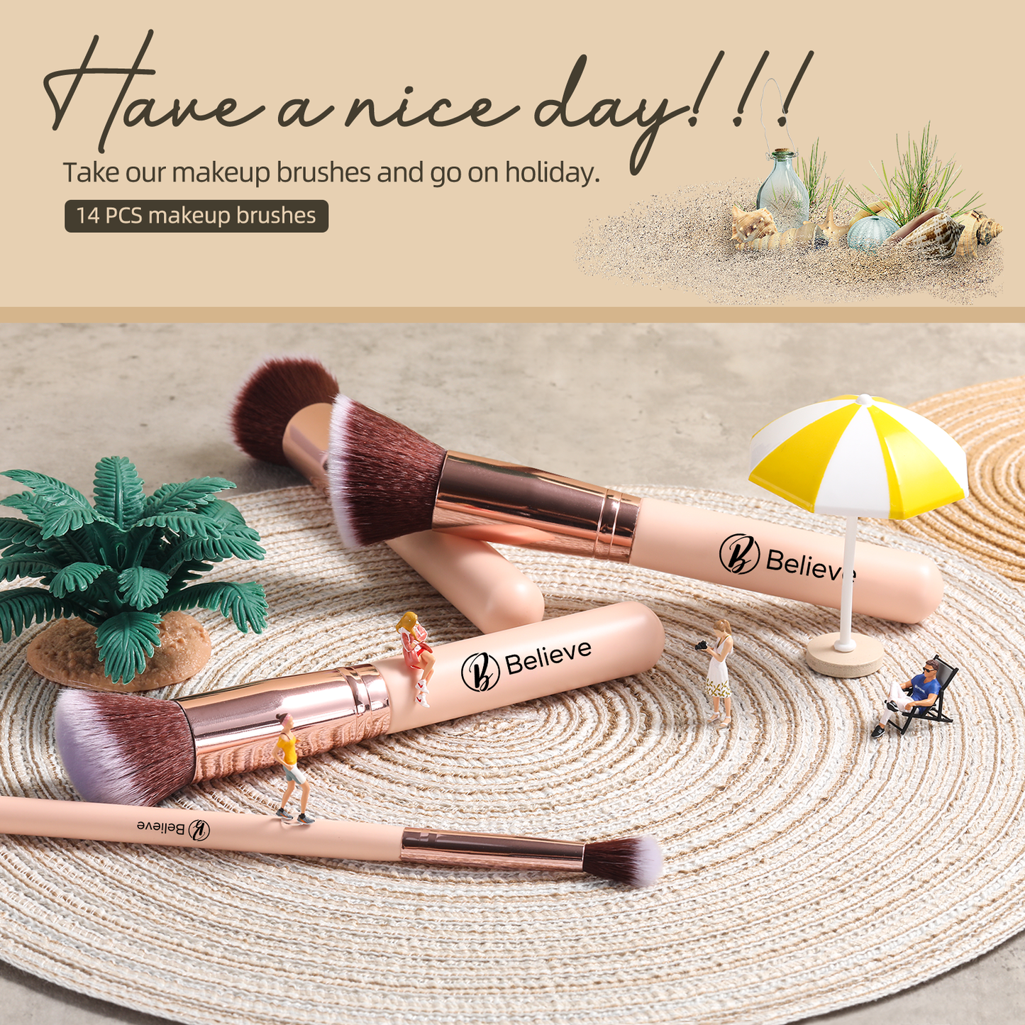 14 Piece Kabuki Nude Brush Set