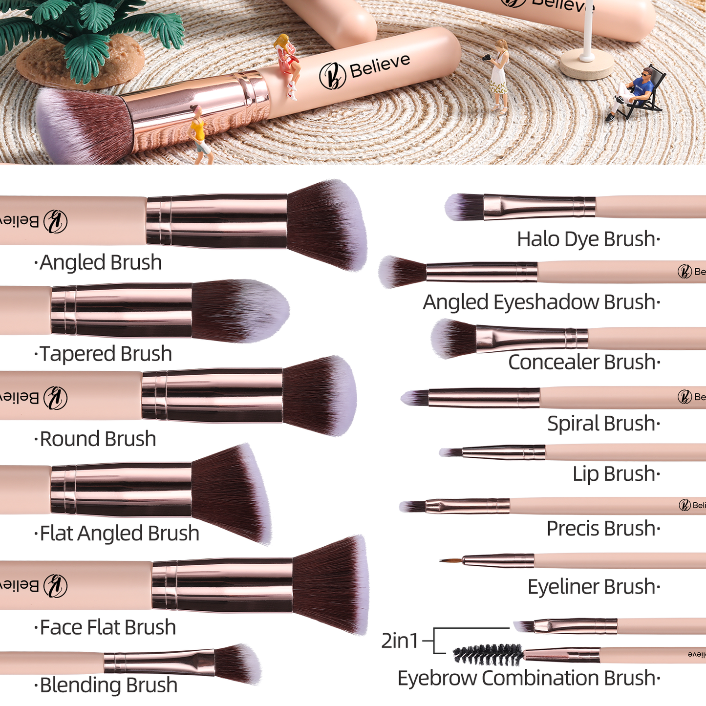 14 Piece Kabuki Nude Brush Set